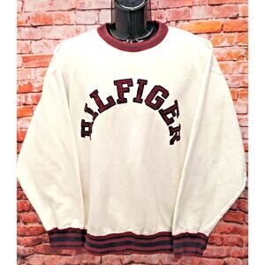 Tommy Hilfiger Sweatshirt Men's Size XL White Long Sleeve Crew Neck Pullover